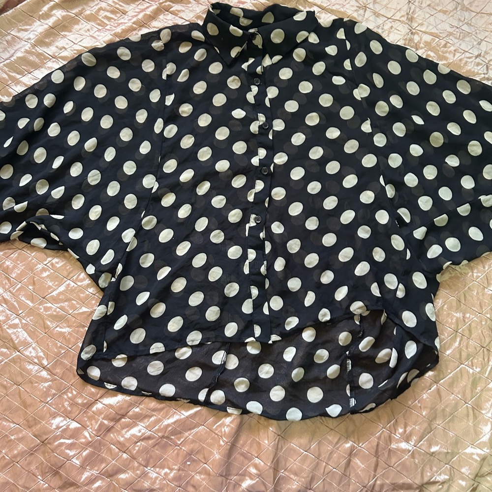 Sans Souci Black and Cream Polka Dot Fabric Label